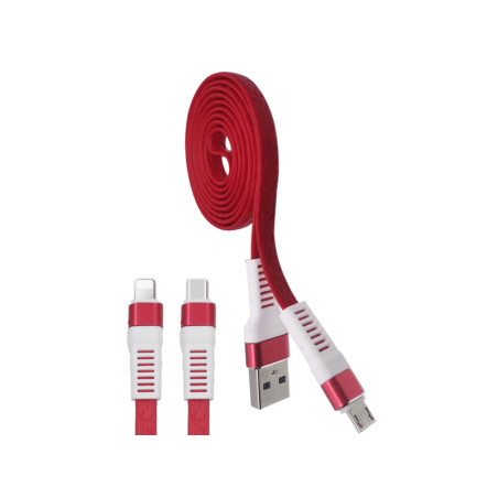 Kabel microUSB imitacja skóry, czerwony