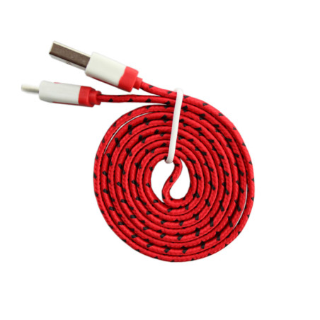 IPhone 5 8pin USB cable with red flat textile wire