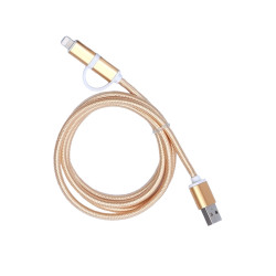 Textile cable 2in1 microusb/Ihpone gold