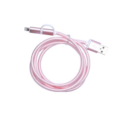 Textile cable 2in1 microusb/Ihpone pink