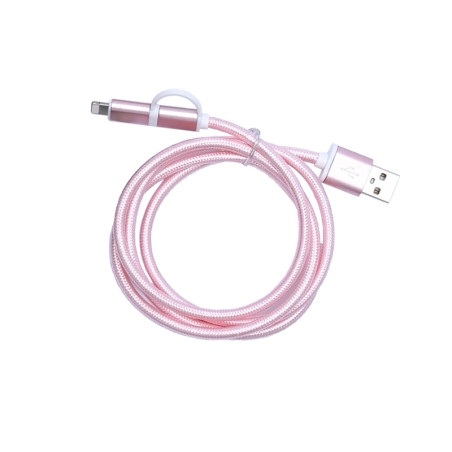 Textile cable 2in1 microusb/Ihpone pink