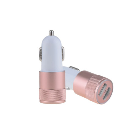 Car charger 1A 2 pink USBs