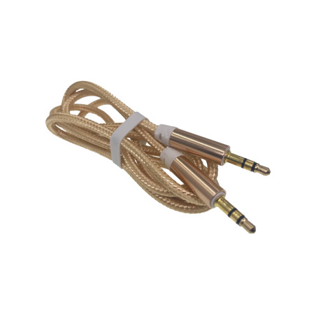 Kabel jack 3.5mm na jack 3.5mm, tekstylny złoty