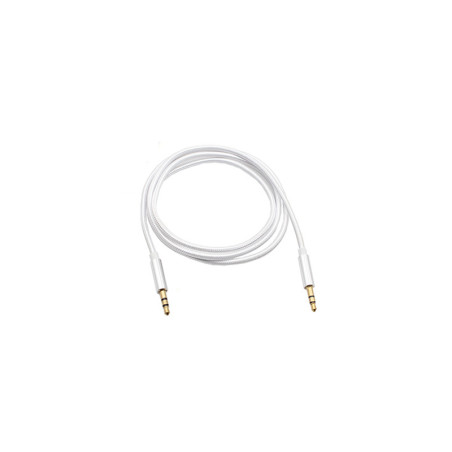 Kabel jack 3.5mm na jack 3.5mm, tekstylny biały