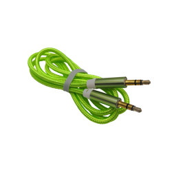 Cable jack 3.5mm to jack 3.5mm phosphorescent green textile