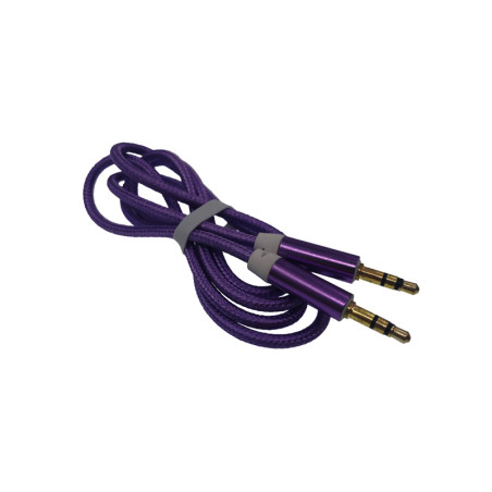 Cable jack 3.5mm to jack 3.5mm purple textile