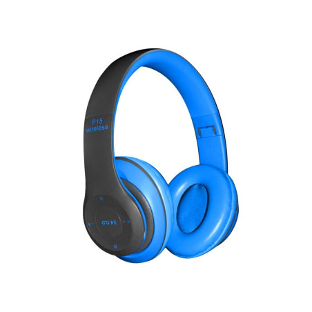 Bluetooth headphones Radio/MP3/TF/mic P15 Alien blue