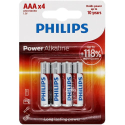 Set mit 4 Philips Power Alkaline R3-Batterien