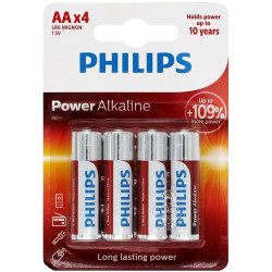 Set mit 4 Philips Power Alkaline R6-Batterien