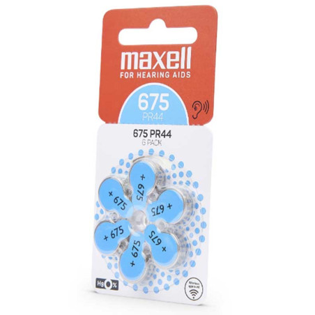 Set of 6 Maxell 675 hearing aid batteries