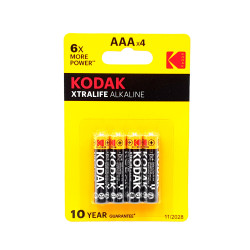 Satz mit 4 R3 Kodak Extralife Alkaline-Batterien