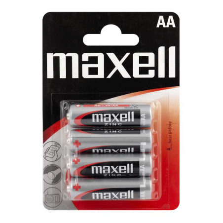 Satz mit 4 nicht-alkalischen R6-Maxell-Batterien