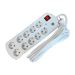 Mehrfachstecker Steckdosenleiste 2x5fach 3m 3x2.5mm2 USB schalter Alien