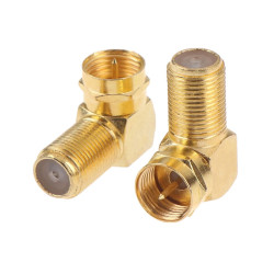 Adapter F-Buchse auf F-Stecker 90 Grad Gold