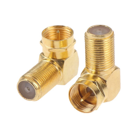 Adapter F-Buchse auf F-Stecker 90 Grad Gold