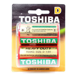 Set of 2 R20 Toshiba non-alkaline batteries