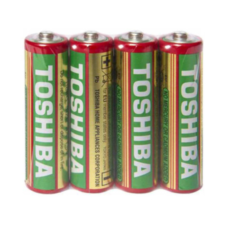 Satz mit 4 nicht-alkalischen R6-Schrumpfbatterien von Toshiba