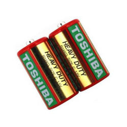 Set of 2 R14 non-alkaline Toshiba shrink batteries