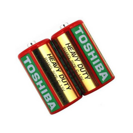 Set of 2 R14 non-alkaline Toshiba shrink batteries