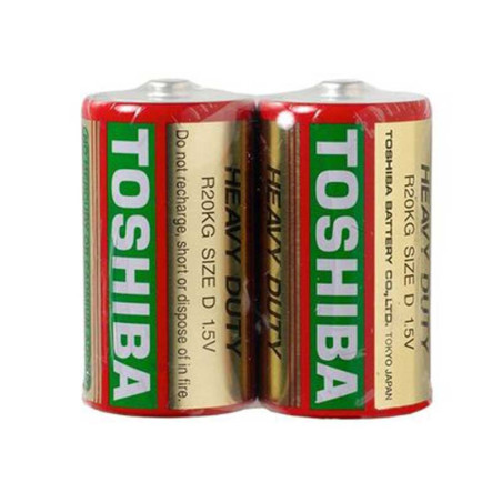 Set of 2 R20 non-alkaline Toshiba shrink batteries