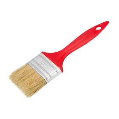 Natural hair brush red plastic handle 4"