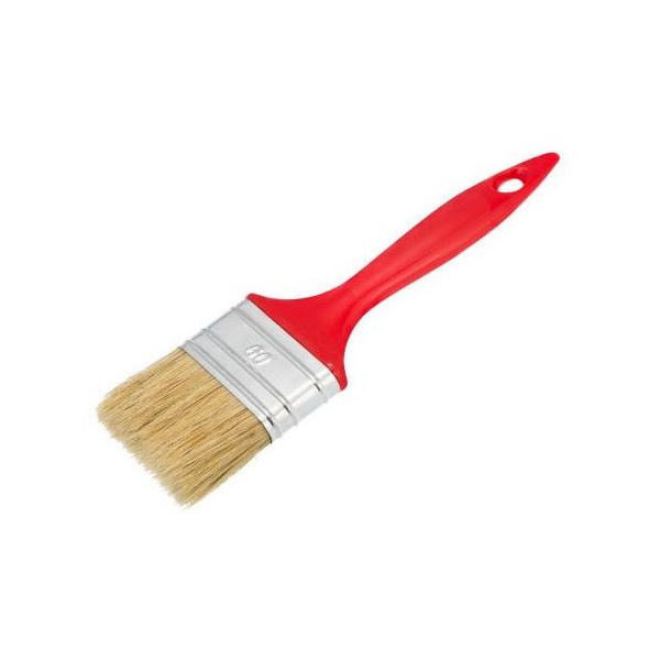 Natural hair brush red plastic handle 4"