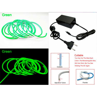 Neon decor auto 5m 12V/220V verde