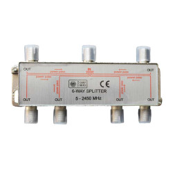 Satellite splitter 6-way 5-2450MHz power pass