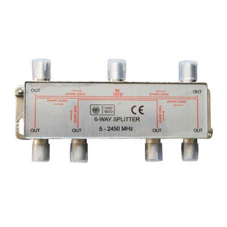 Satellitensplitter 6-fach 5-2450MHz mit Stromdurchlass
