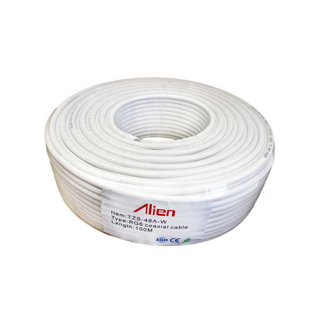 Koaxialkabel RG6 weiß 48x0.12mm 1.02mm CCA 100m