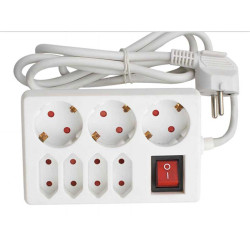 Listwa zasilająca 7 gniazd 3xschuko+4euro 1.5m z wyłącznikiem Alien