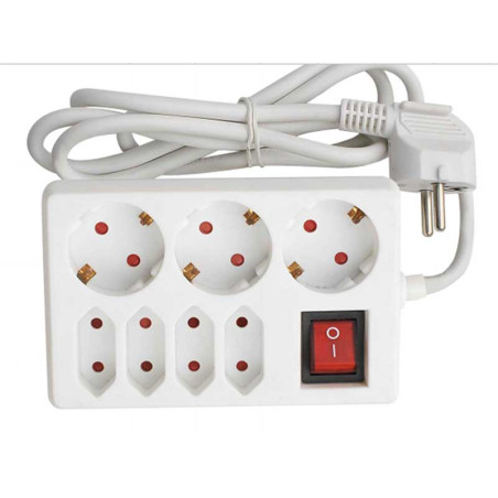 Steckdosenleiste 7-fach 3xSchuko+4Euro 1.5m mit Schalter Alien