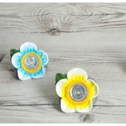 Solar-Gartenlampe gelbe Blume Harz