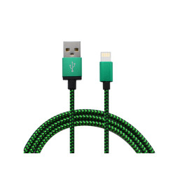 Iphone textile cable green/black