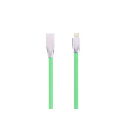Kabel iPhone z wtykami w metalowej obudowie zielony