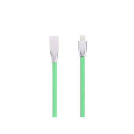 Kabel iPhone z wtykami w metalowej obudowie zielony
