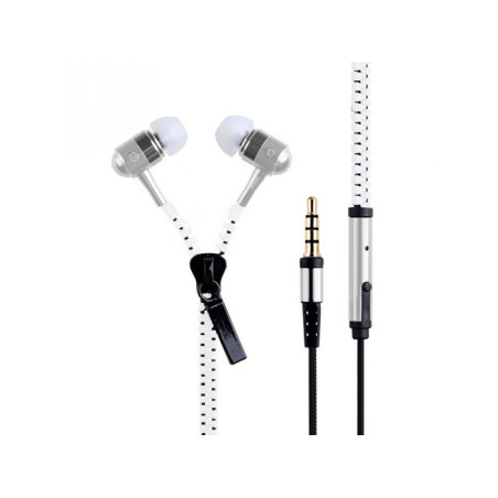 Zipper-type earphones white