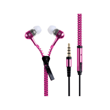 Zipper-style earphones pink