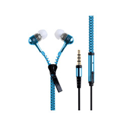 Zipper-style earphones blue