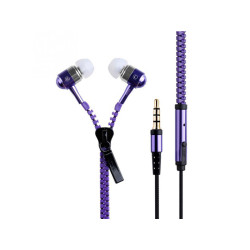 Zipper-style earphones purple