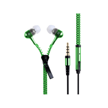 Zipper-style earphones green
