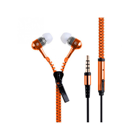 Zipper-style earphones orange