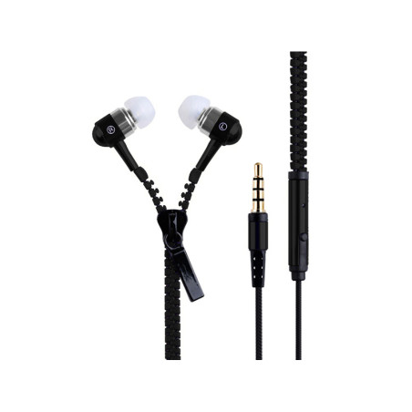 Zipper-style earphones black