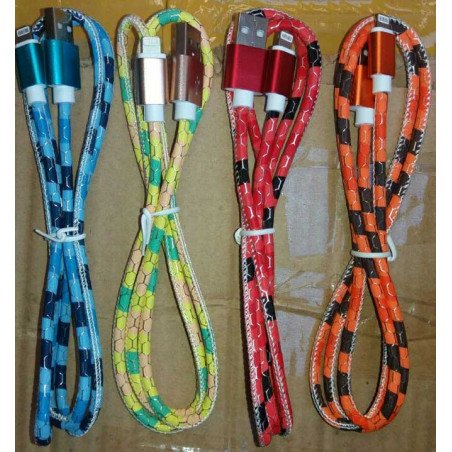 iPhone cable with gold-thread design, yellow