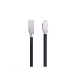 Kabel microUSB z wtykami w metalowej obudowie czarny