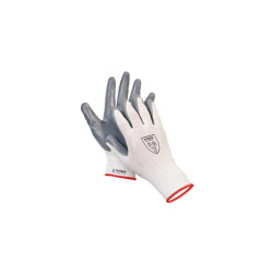 Grey rubber-coated gloves with synthetic