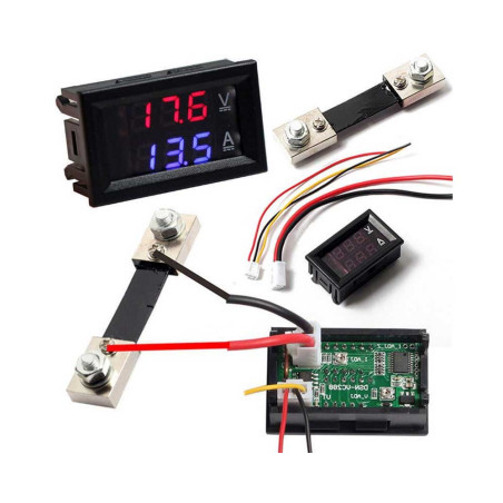 Panel voltmeter/ammeter DC 0-100V 0-50A with shunt