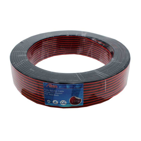 Przewód głośnikowy czerwony/czarny 2x0,35mm rolka 100m