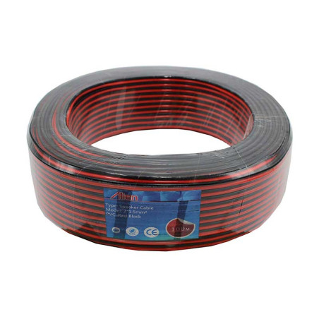 Speaker cable red/black 2x1.5mm reel 100m