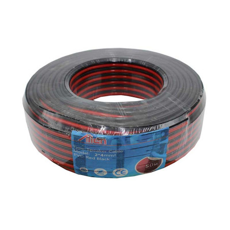 Przewód głośnikowy czerwony/czarny 2x4mm rolka 50m
